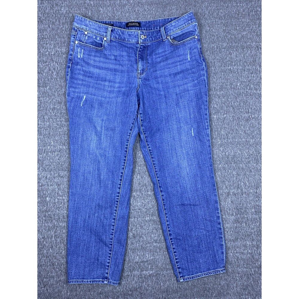 Talbots Flawless Five Pocket Boyfriend Jeans Mid Rise Size 16 Petite Medium Wash